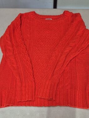 Old Navy Orange Cable Knit Scoop Neck Sweater